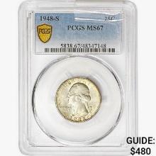1948-S Washington Silver Quarter PCGS MS67