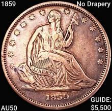 1859 No Drapery Seated Liberty Half Dollar CLOSELY UNCIRCULATED