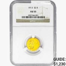 1913 $2.50 Gold Quarter Eagle NGC AU55