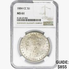 1884-CC Morgan Silver Dollar NGC MS61