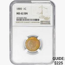 1880 Indian Head Cent NGC MS62 BN