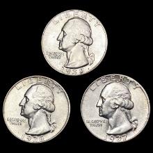 1936-1938 Varied Date Washington Quarters [3 Coins