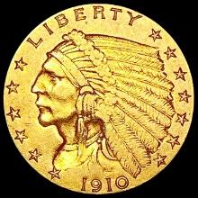 1910 $2.50 Gold Quarter Eagle LIGHTLY CIRCULATED