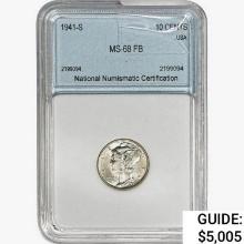 1941-S Mercury Silver Dime NNC MS68 FB