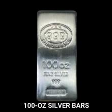 1 - 100ozt .999 Silver Bar - HIGH DEMAND