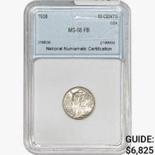 1938 Mercury Silver Dime NNC MS68 FB
