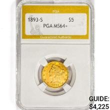 1893-S $5 Gold Half Eagle PGA MS64+