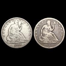 1859, 1876-S Seated Liberty Half Dollar Set [2 Coins] LIGHTLY CIRCULATED