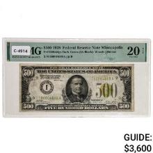 FR. 2200-Idgs 1928 $500 GOLD ON DEMAND FRN FEDERAL RESERVE NOTE MINNEAPOLIS, MN PMG VERY FINE-20