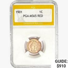 1901 Indian Head Cent PGA MS65 RED