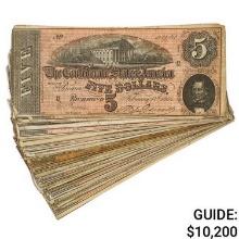 PACK OF (100) 1864 $5 FIVE DOLLARS CSA CONFEDERATE STATES OF AMERICA CURRENCY NOTES VERY FINE+