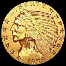 1909-D $5 Gold Half Eagle CLOSELY UNCIRCULATED