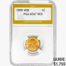 1909 Wheat Cent PGA MS67 VDB RED
