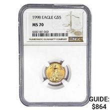 1998 $5 1/10oz. American Gold Eagle NGC MS70