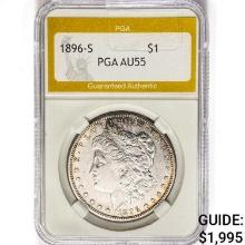1896-S Morgan Silver Dollar PGA AU55