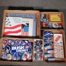 Collection Of Political Memorabilia Nixion, Bush Cheney, Bill Bray, Flip Flop, Ect