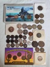 Mixed Lot of US Coins with Silver Quarters & Dimes, Large Cents, Indian Heads and More