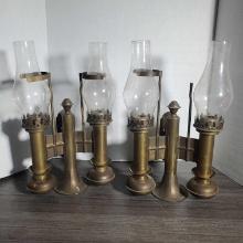Pair Of Double Brass Candle Wall Sconces For Train Or Boat24