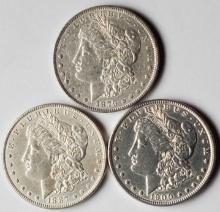 3 US Morgan Silver Dollars - 1879, 1887, 1900