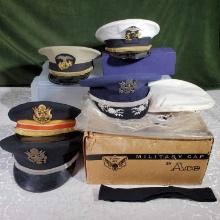 5 Air Force and Related Enlisted and Officer Visor Hats and Unusual AFA Insignia Hats