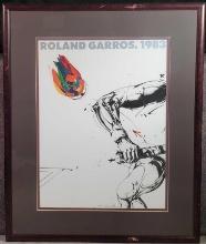 1983 Roland Garros French Open Poster by Noted Illustrator and Artist Vladimir Velickovic