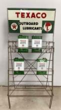 Rare Texaco Outboard Lubricants Can Rack w/ 4 Quart Cans