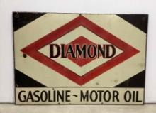 1920's Diamond Gasoline -Motor Oils Porcelain Sign