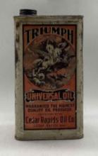 1920's Triumph Universal Oil 1 Gallon Can Cedar Rapids, IA