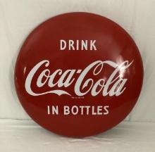 24" Drink Coca-Cola in Bottles Porcelain Curb Sign Button Sign