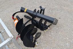 SKID STEER HYDRAULIC POSTHOLE DIGGER W/ 12" AND 18" AUGER