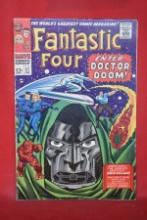 FANTASTIC FOUR #57 | KEY ICONIC JACK KIRBY COVER FEATURING DOCTOR DOOM!  | *TOP STAPLE DETACHED*