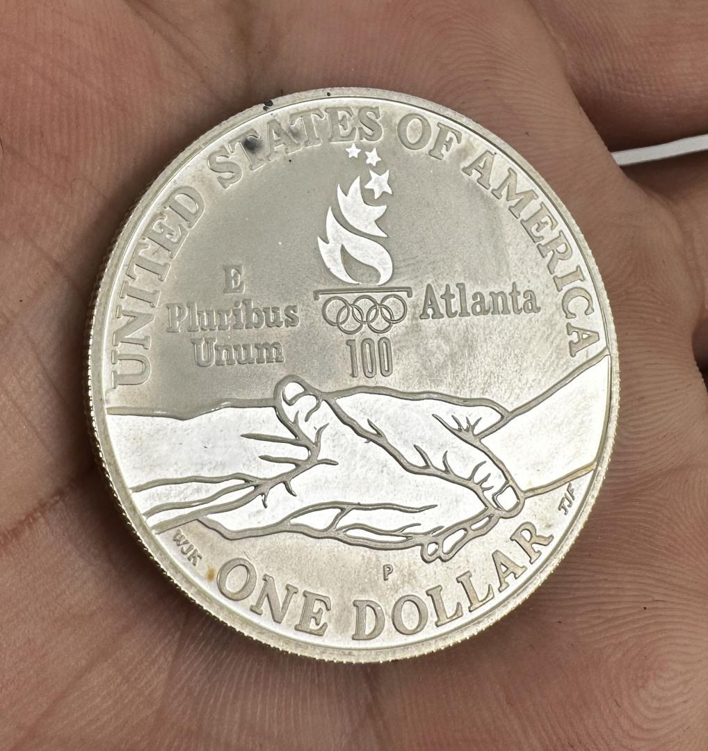 1995 Silver One Dollar Coin 26th Olympiad Cycling