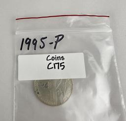 1995 Silver One Dollar Coin 26th Olympiad Cycling