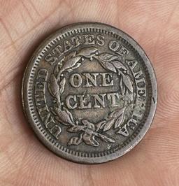1853 Braided Hair Large Cent Coin