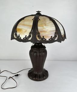Arts and Crafts Caramel Slag Glass Table Lamp