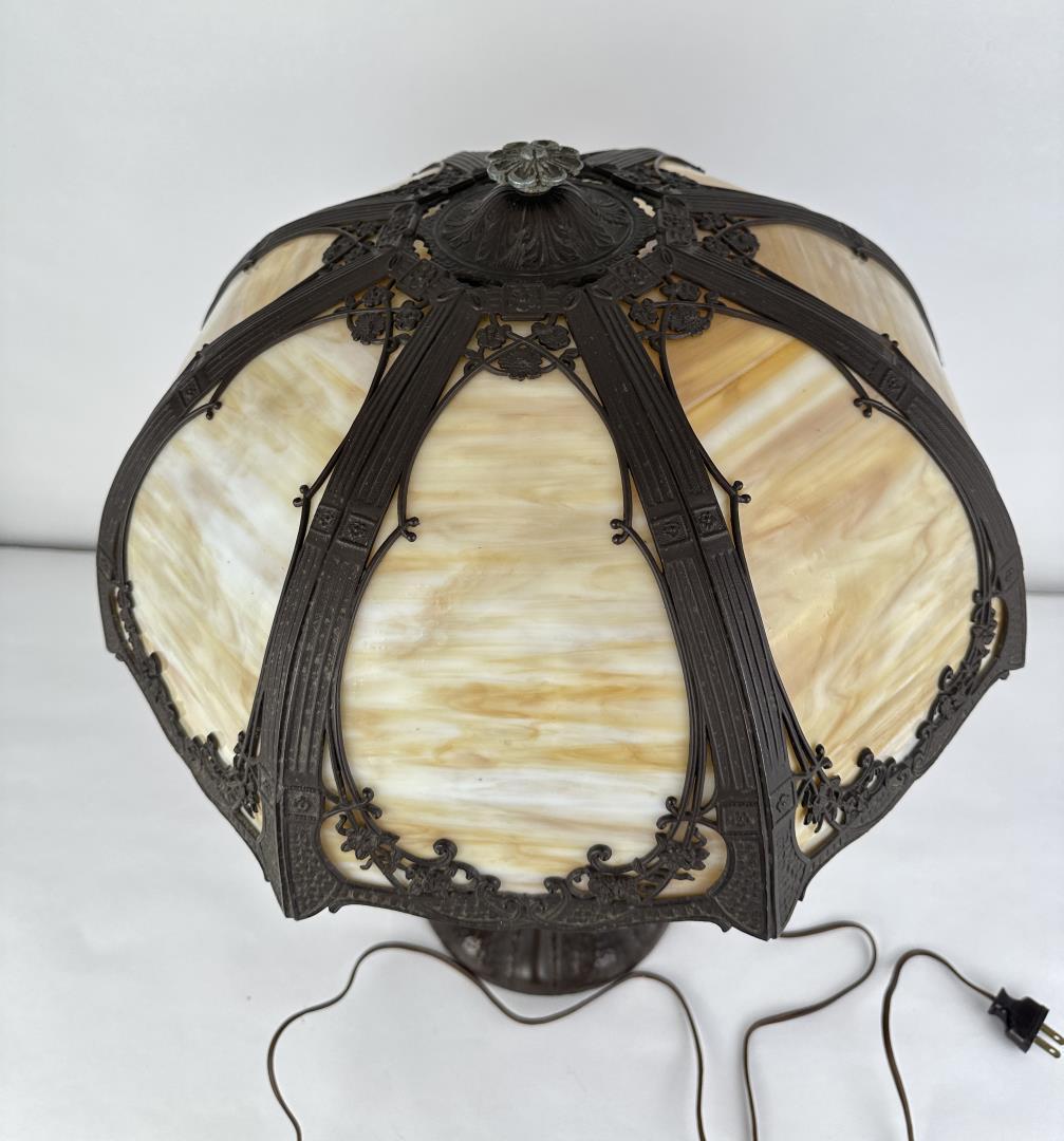 Arts and Crafts Caramel Slag Glass Table Lamp