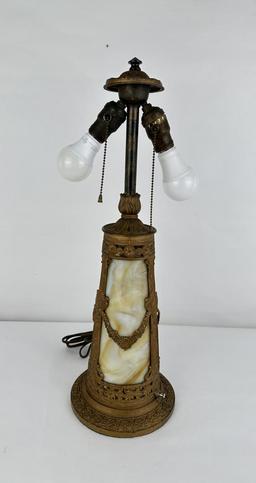 Arts and Crafts Empire Slag Glass Lamp