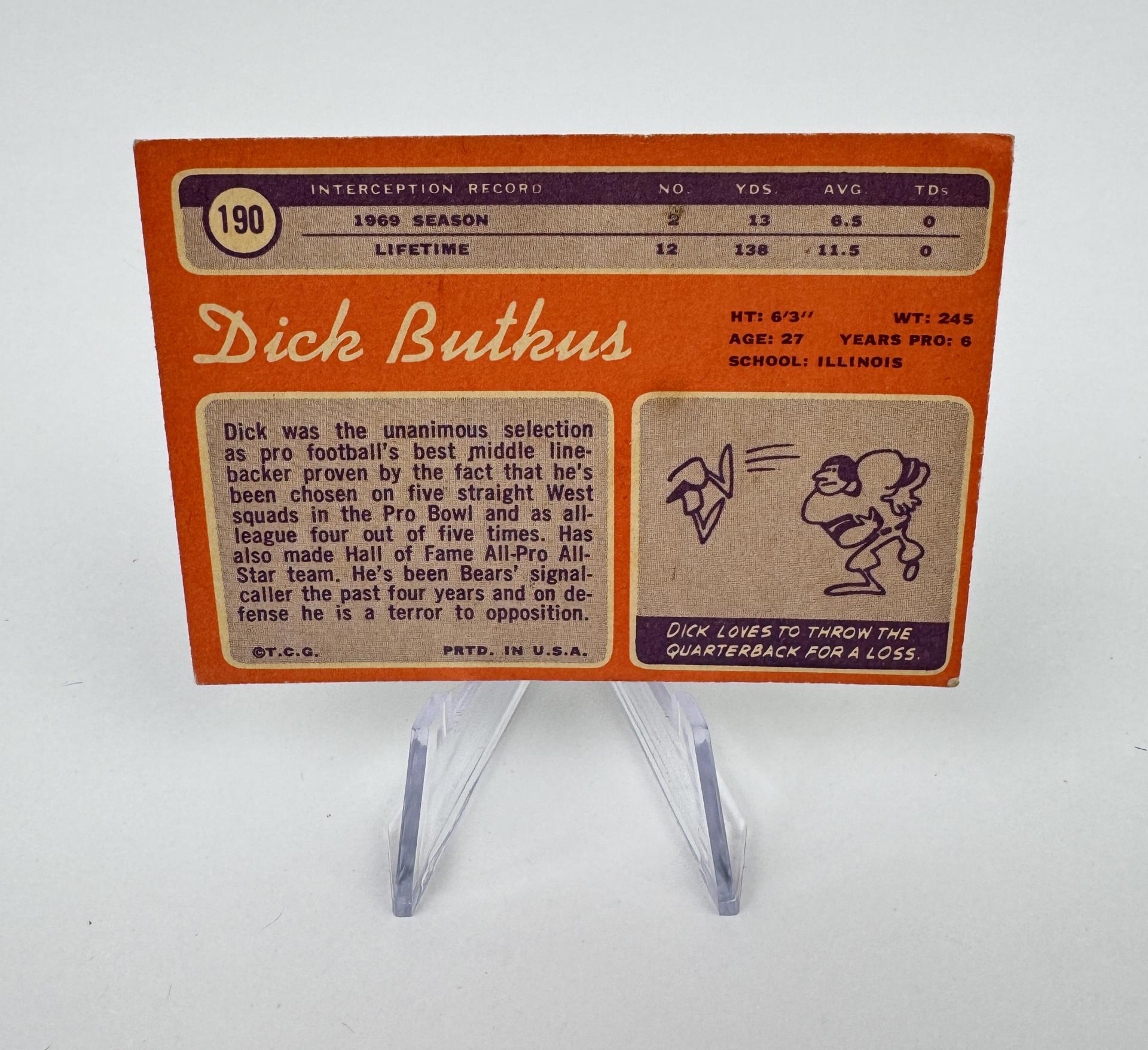 1970 Topps Dick Butkus 190 NFL Football Card