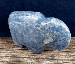 Carved Blue Calcite Buffalo Fetish