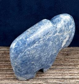 Carved Blue Calcite Buffalo Fetish