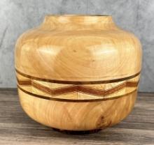 Turned Inlayed Wood Vase Treenware