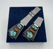 Navajo Sterling Turquoise Watch Band Tips
