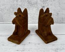 Carved Wood Scottie Dog Bookends