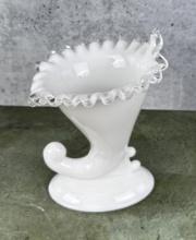 Fenton Glass Silver Crest Cornucopia Vase