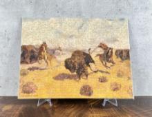 Antique Frederic Remington The Buffalo Hunt Puzzle