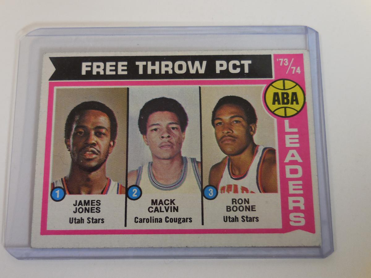 1974-75 TOPPS BASKETBALL FREE THROW PCT ABA LEADERS JAMES JONES MACK CALVIN RON BOONE