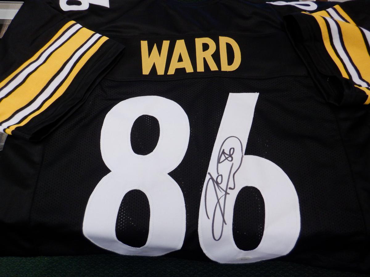 HINES WARD SIGNED AUTO PITTSBURGH STEELERS JERSEY. JSA STICKER