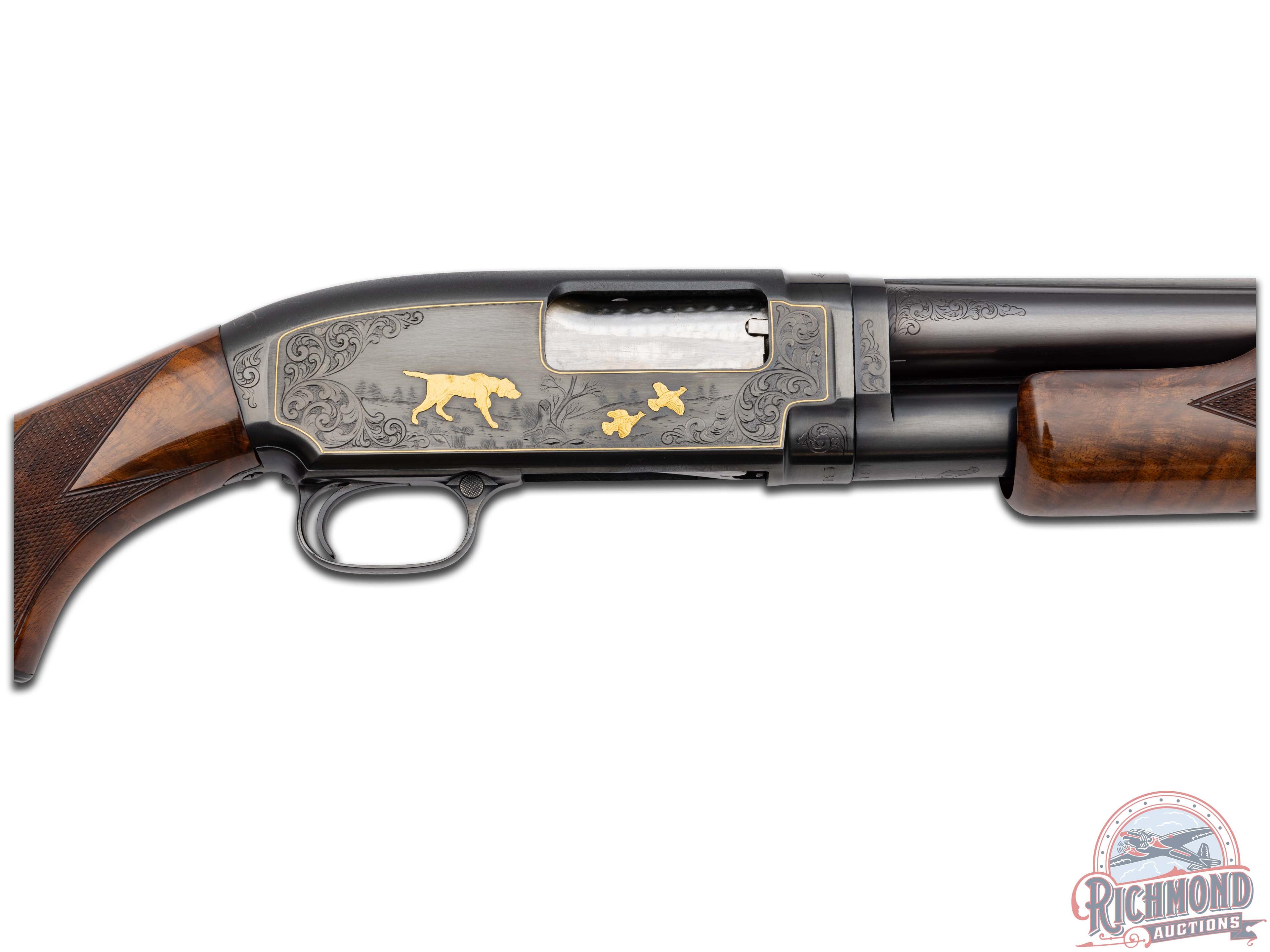 Pre-64 Engraved & Gold Embossed Custom Winchester Model 12 Pigeon Grade 12 Gauge Pump Action Shotgun