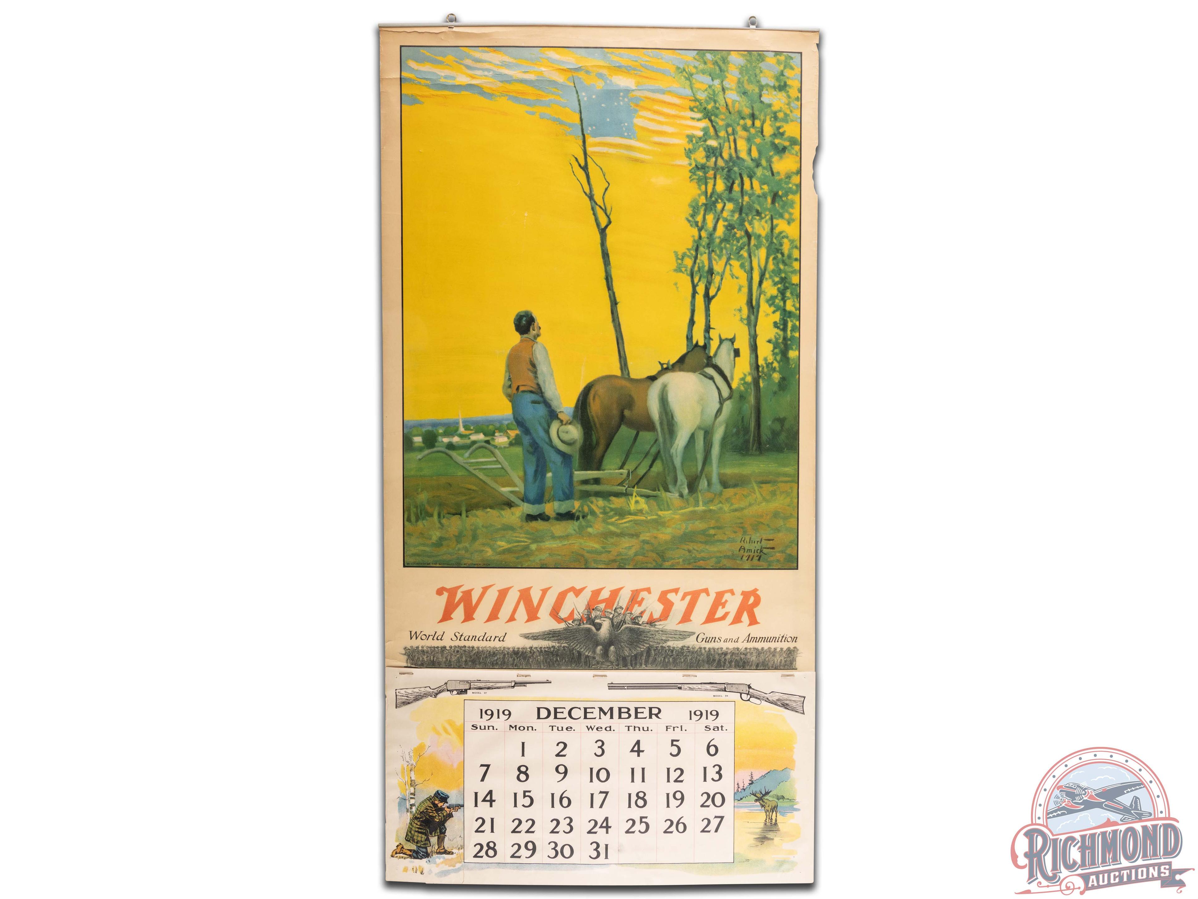 1919 Winchester "World Standard Guns And Ammunition" Paper Calendar