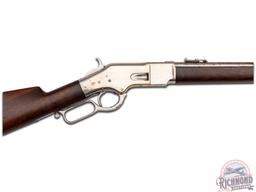 Rare Factory Nickel Winchester 1866 Carbine Saddle Ring Lever Action Rifle in .44 RF - S/N 164514